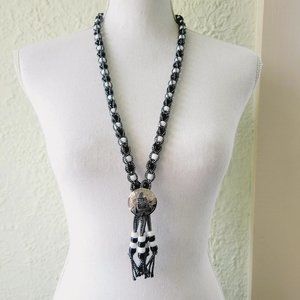 Vintage Beaded Bolo Tie and Earrings